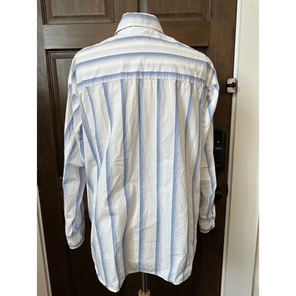 Aritzia Wilfred Free Oversized Button Down White and Blue Striped Shirt Sz XS - Picture 2 of 3